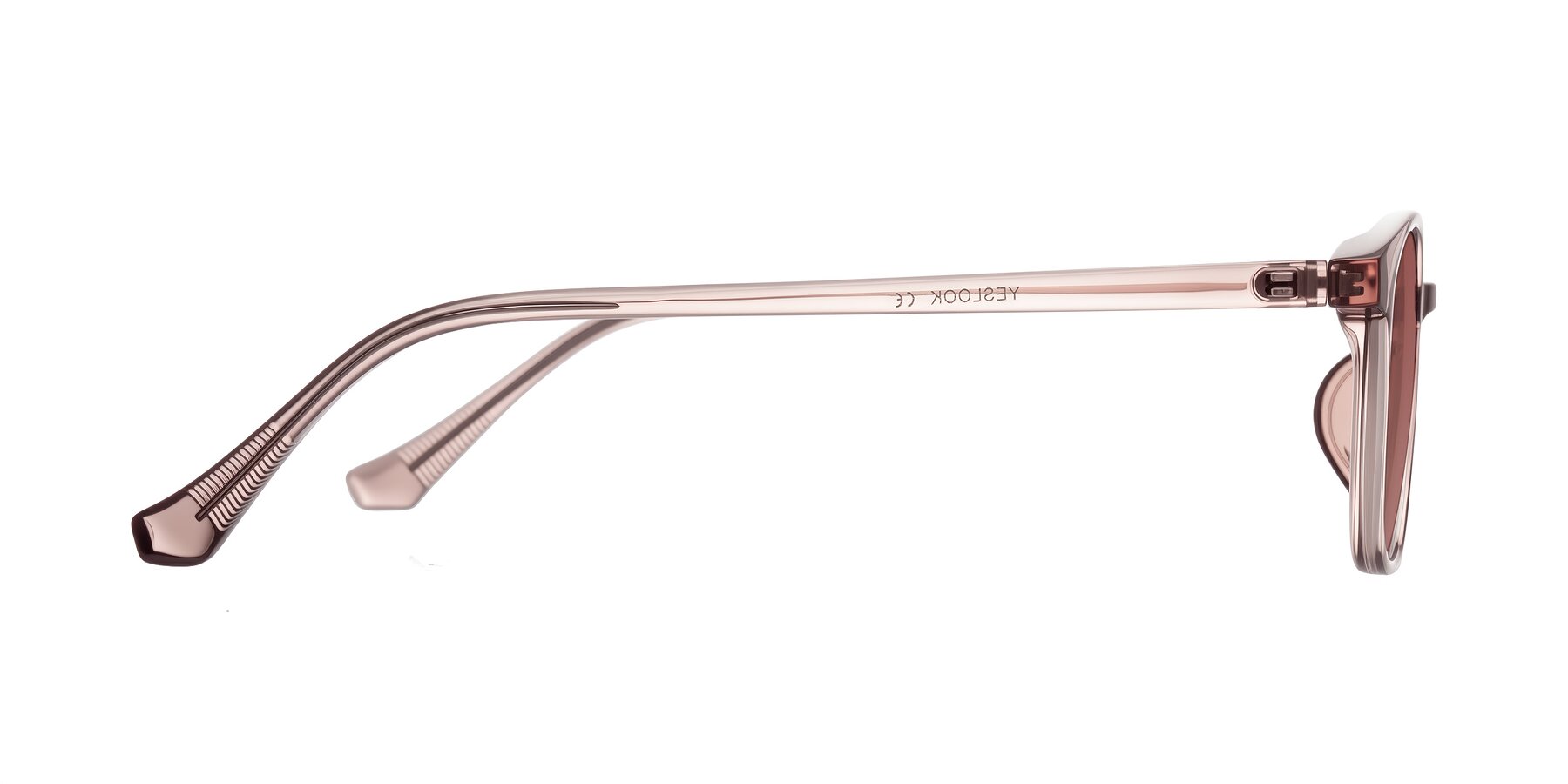 Side of Vivolo in Blush Brown with Garnet Tinted Lenses