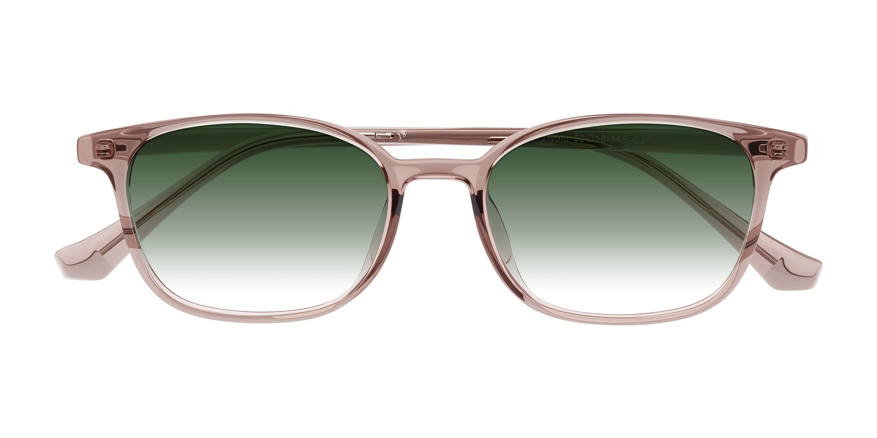 Folded Front of Vivolo in Blush Brown with Green Gradient Lenses