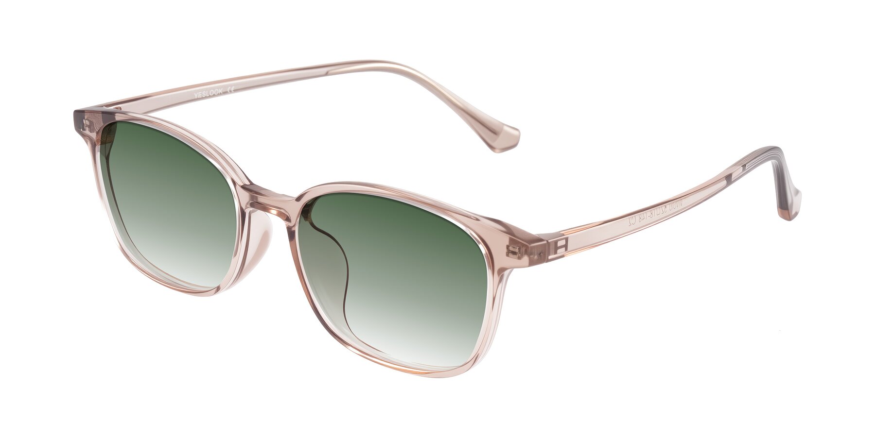 Angle of Vivolo in Blush Brown with Green Gradient Lenses