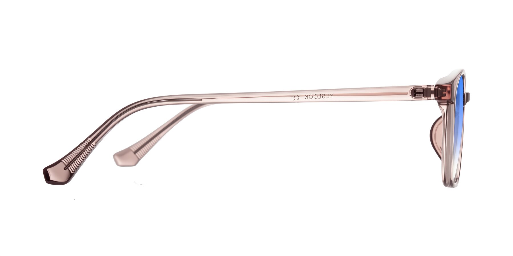 Side of Vivolo in Blush Brown with Blue Gradient Lenses