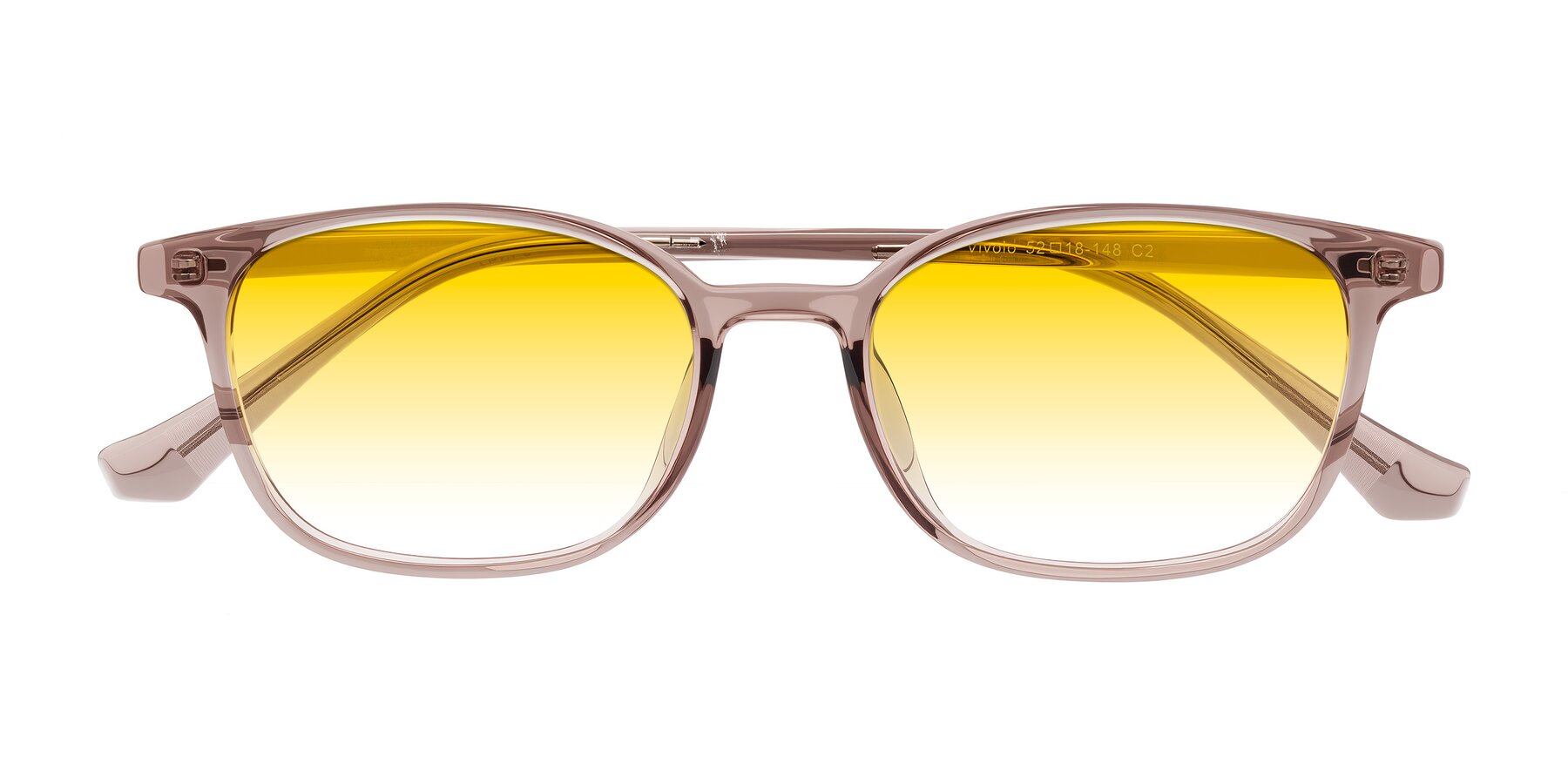 Folded Front of Vivolo in Blush Brown with Yellow Gradient Lenses