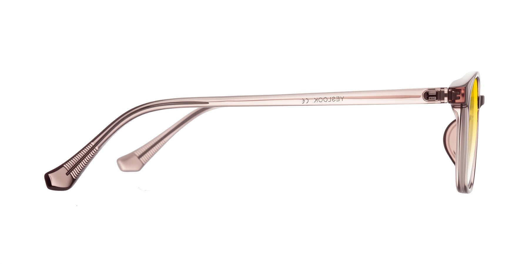 Side of Vivolo in Blush Brown with Yellow Gradient Lenses