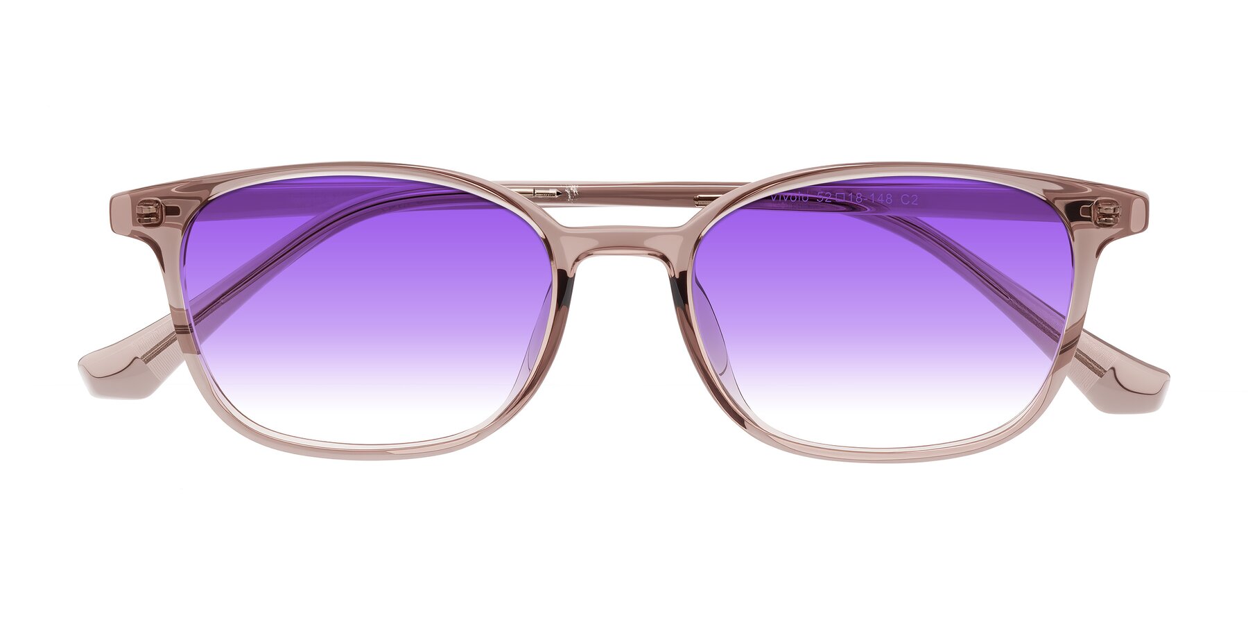 Folded Front of Vivolo in Blush Brown with Purple Gradient Lenses