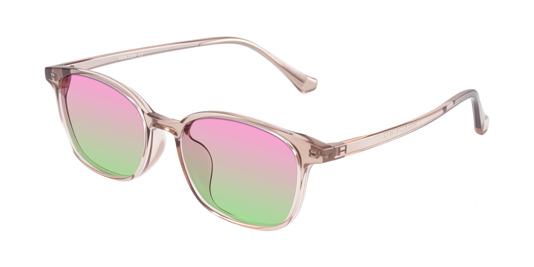 Angle of Vivolo in Blush Brown with Pink / Green Gradient Lenses
