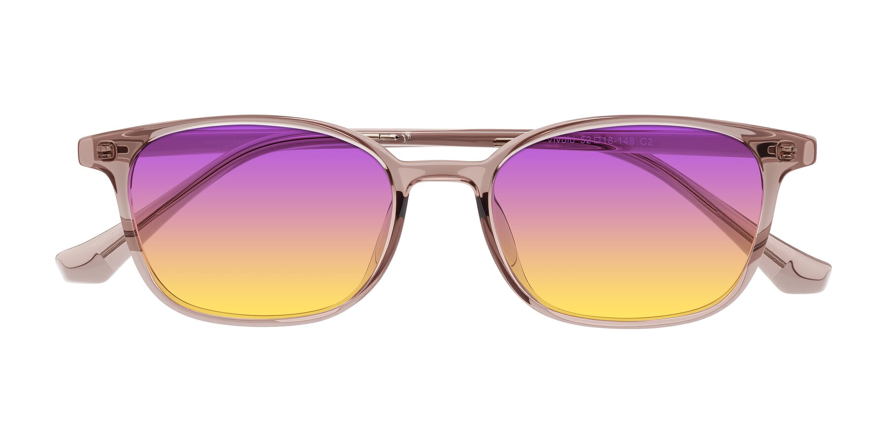 Folded Front of Vivolo in Blush Brown with Purple / Yellow Gradient Lenses