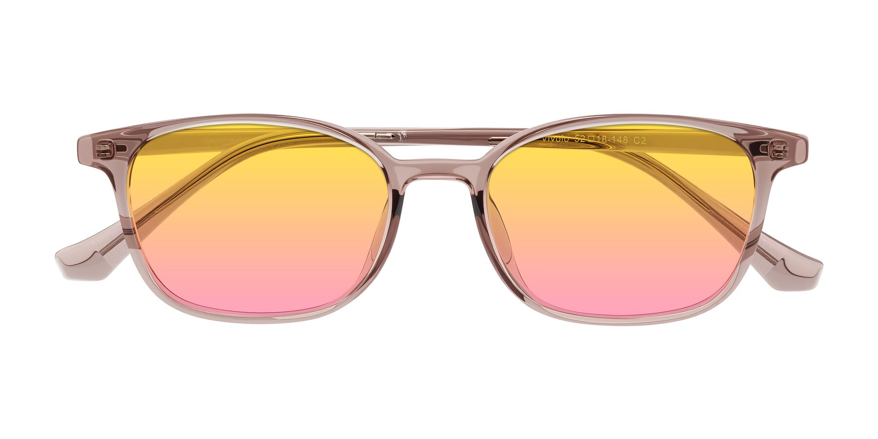 Folded Front of Vivolo in Blush Brown with Yellow / Pink Gradient Lenses