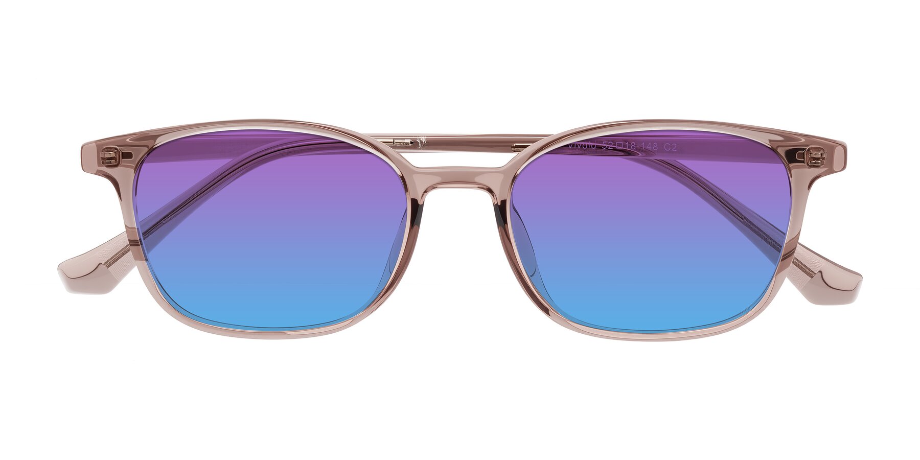 Folded Front of Vivolo in Blush Brown with Purple / Blue Gradient Lenses