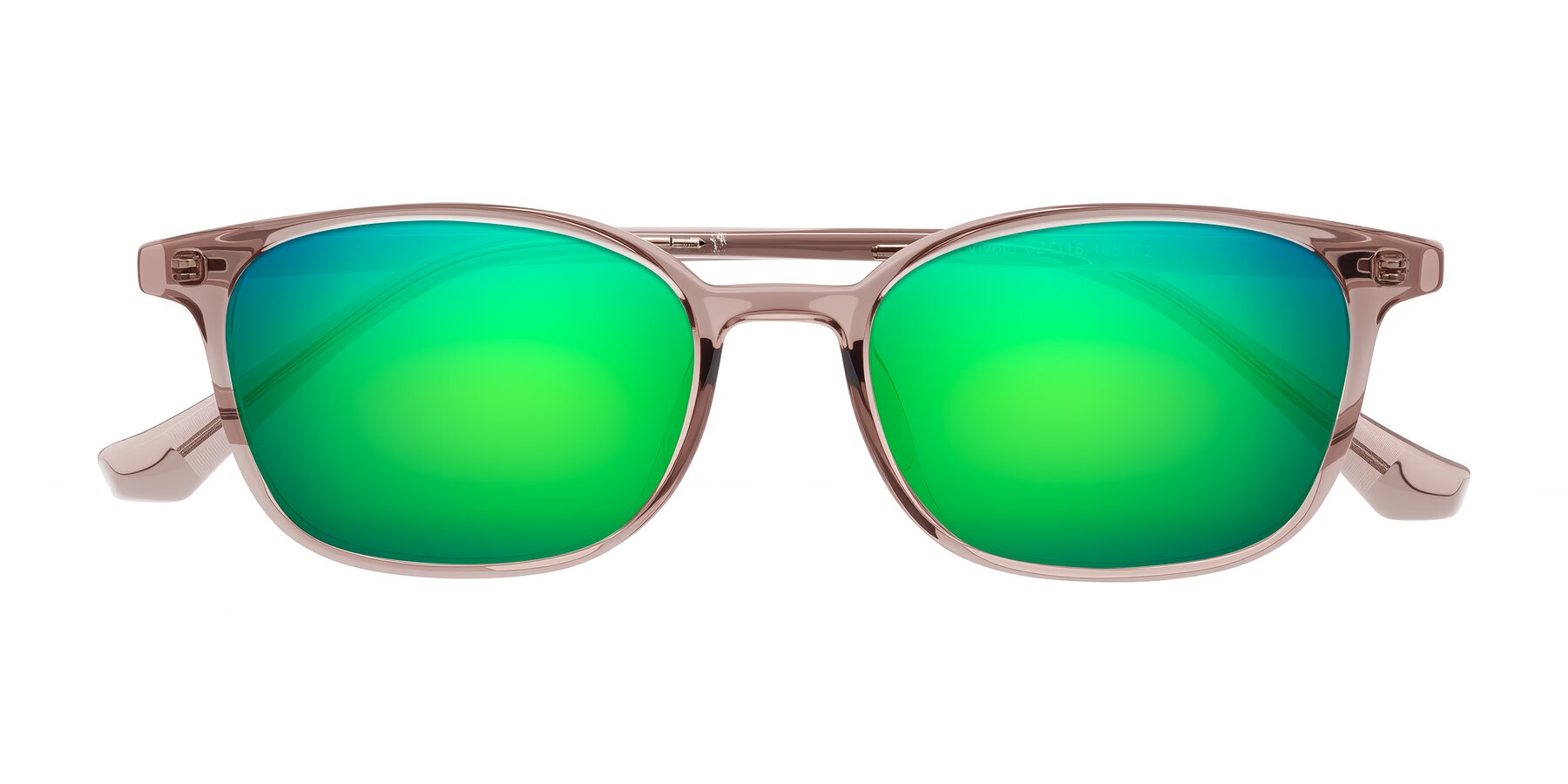 Folded Front of Vivolo in Blush Brown with Green Mirrored Lenses