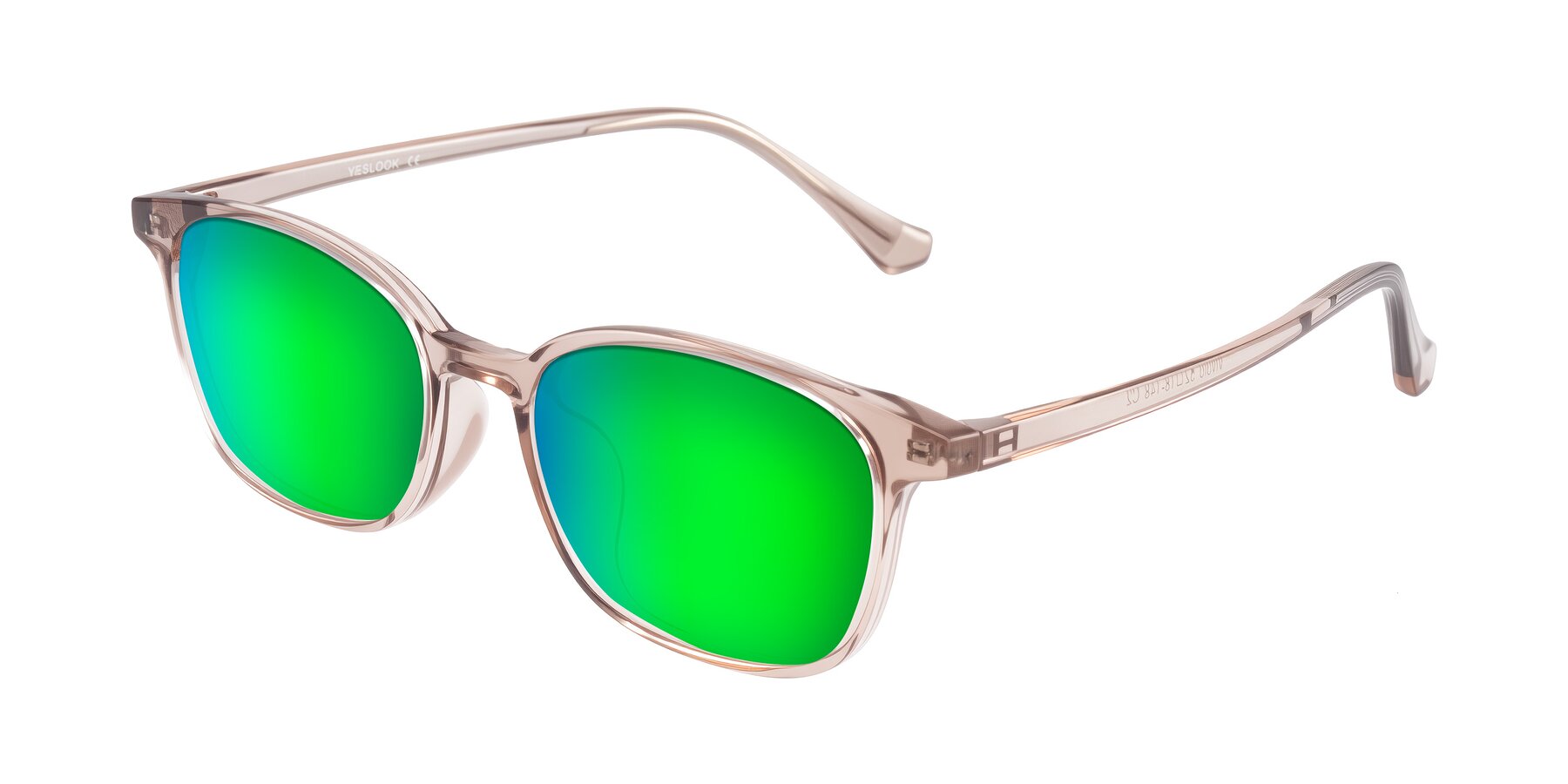 Angle of Vivolo in Blush Brown with Green Mirrored Lenses
