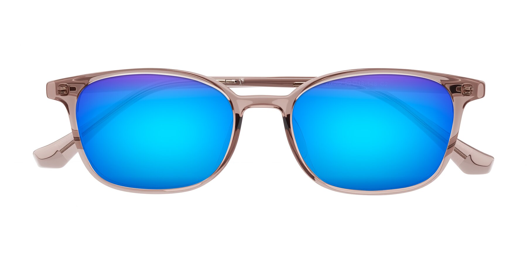 Folded Front of Vivolo in Blush Brown with Blue Mirrored Lenses