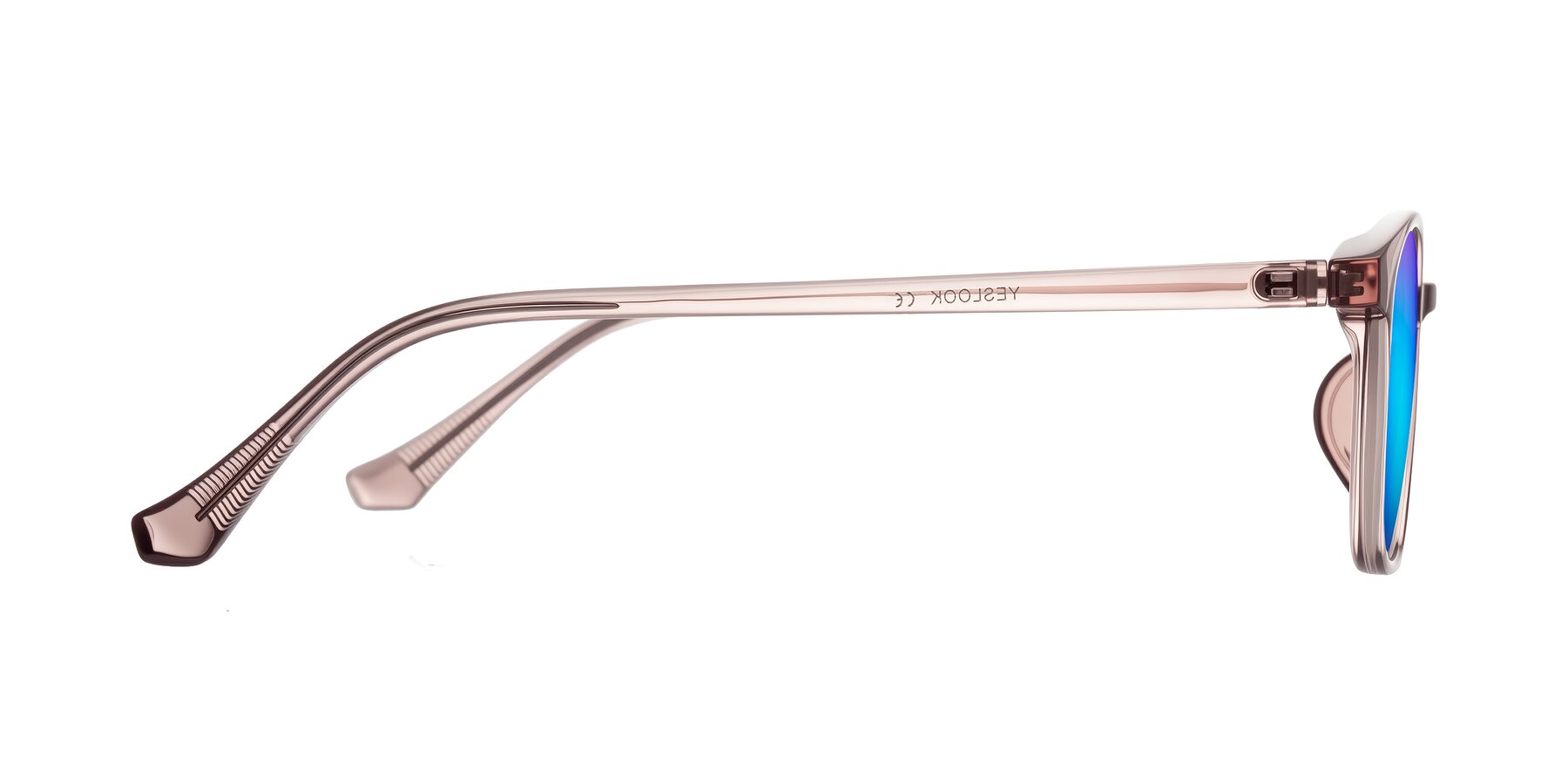 Side of Vivolo in Blush Brown with Blue Mirrored Lenses