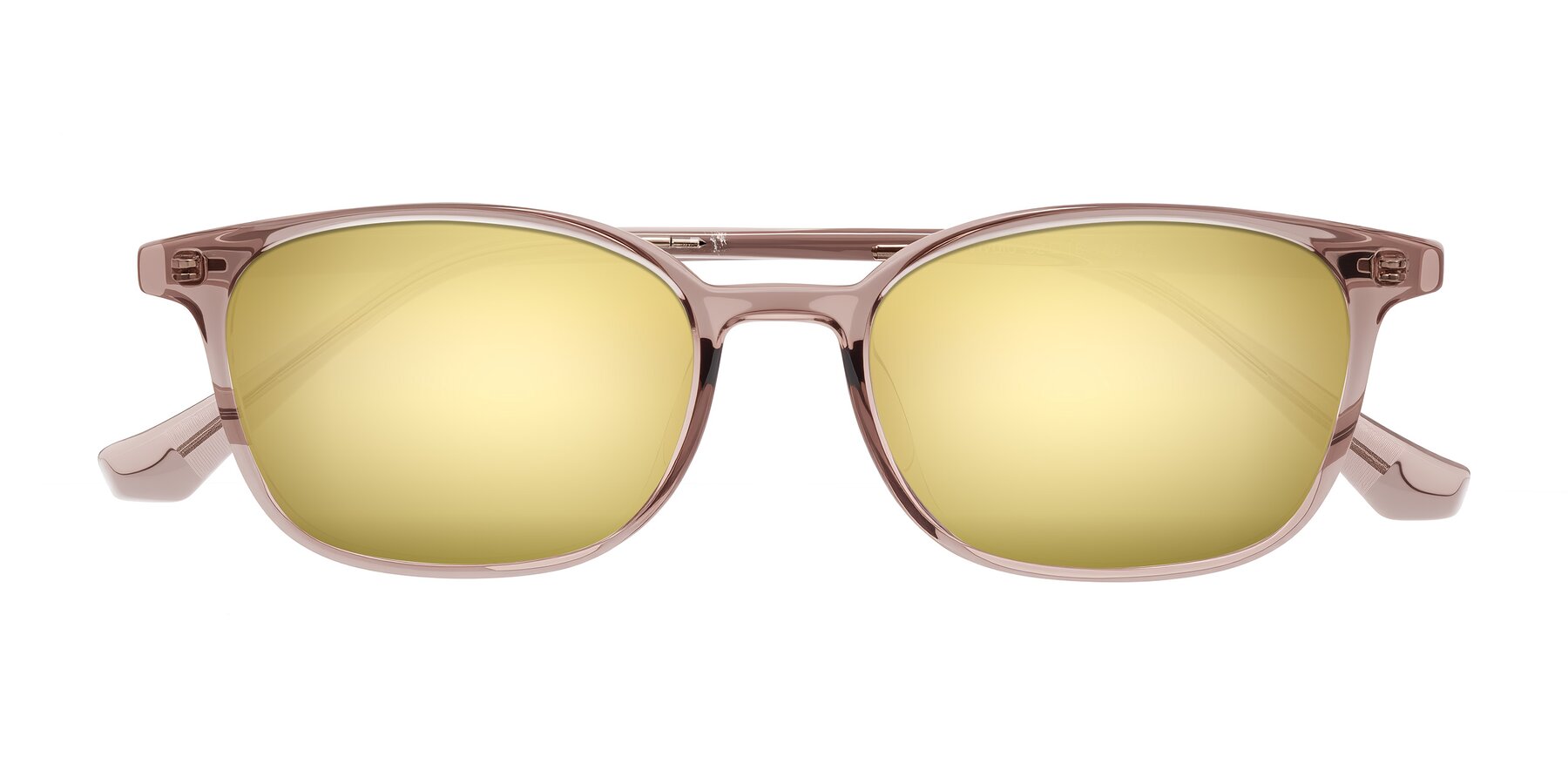 Folded Front of Vivolo in Blush Brown with Gold Mirrored Lenses