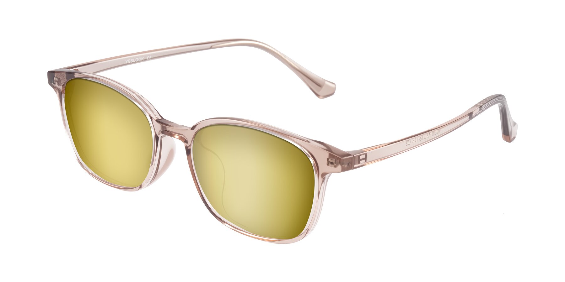 Angle of Vivolo in Blush Brown with Gold Mirrored Lenses