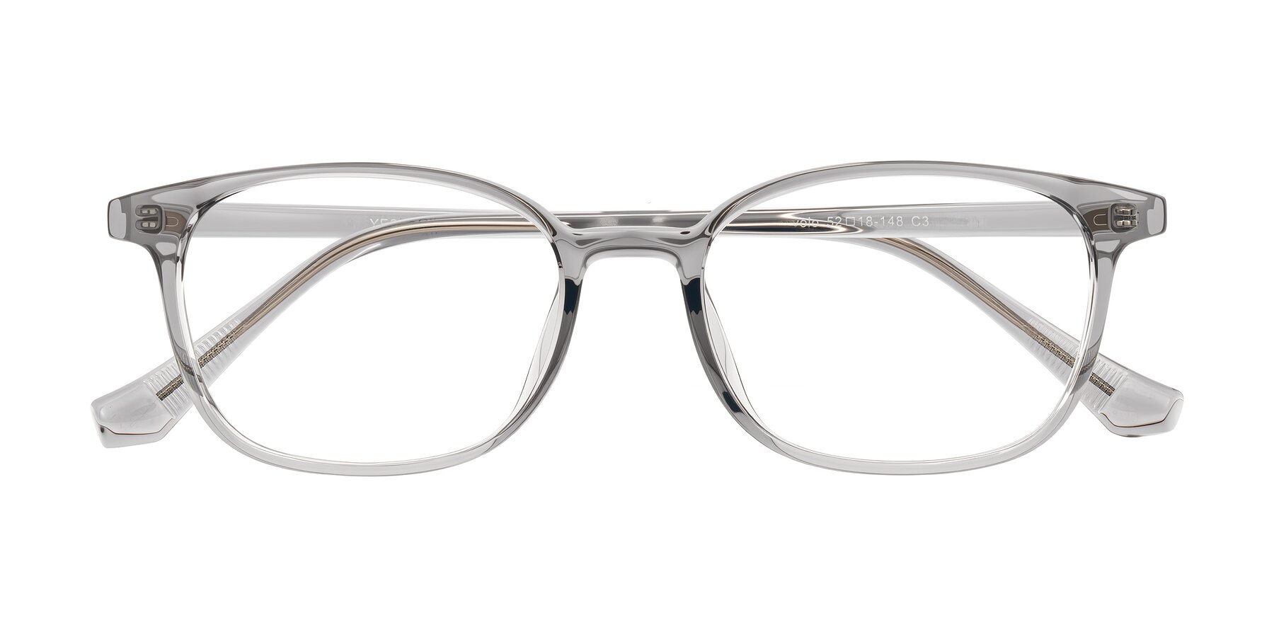 Folded Front of Vivolo in Transparent Gray with Clear Eyeglass Lenses