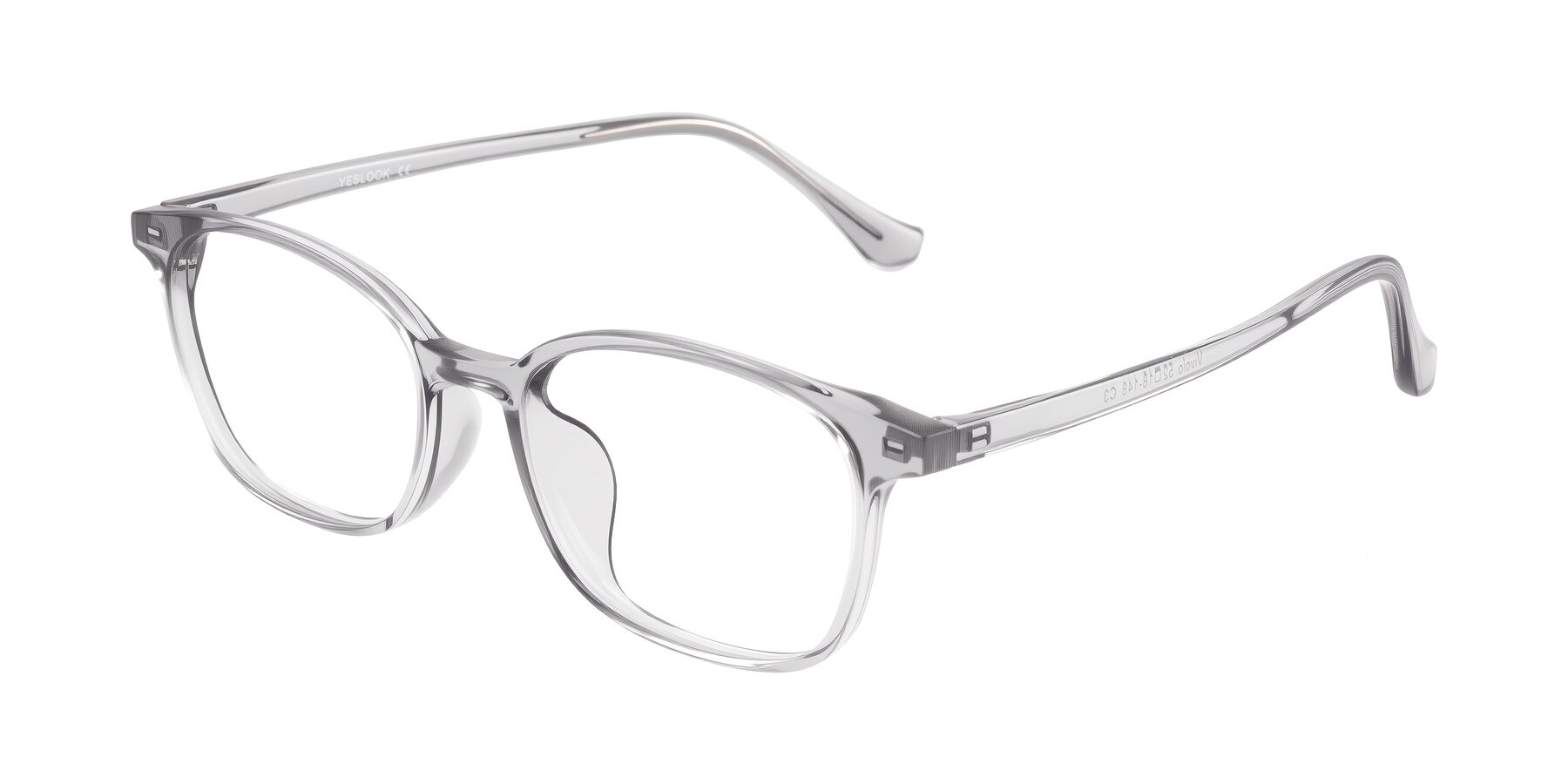 Angle of Vivolo in Transparent Gray with Clear Eyeglass Lenses
