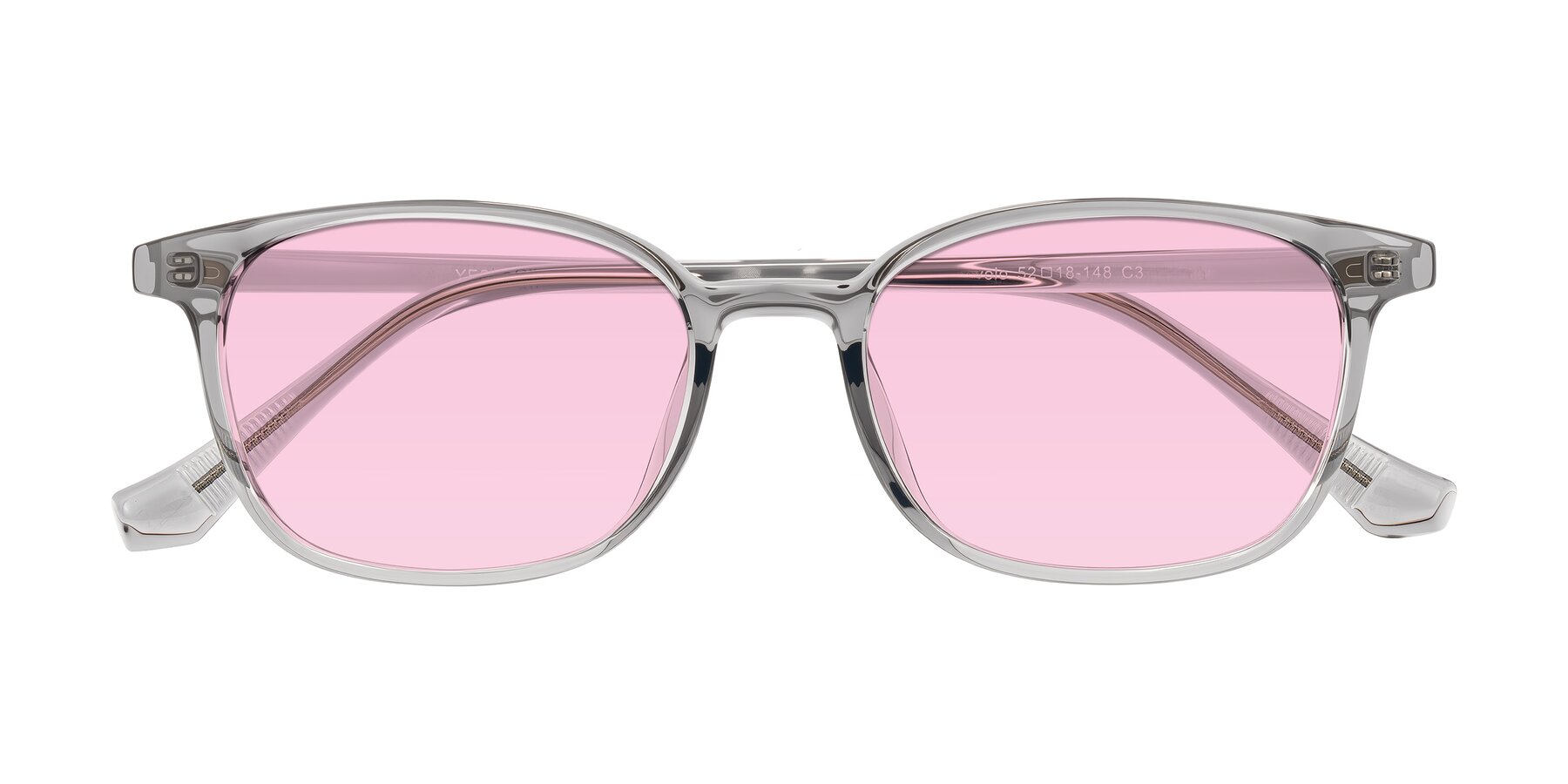 Folded Front of Vivolo in Transparent Gray with Light Pink Tinted Lenses