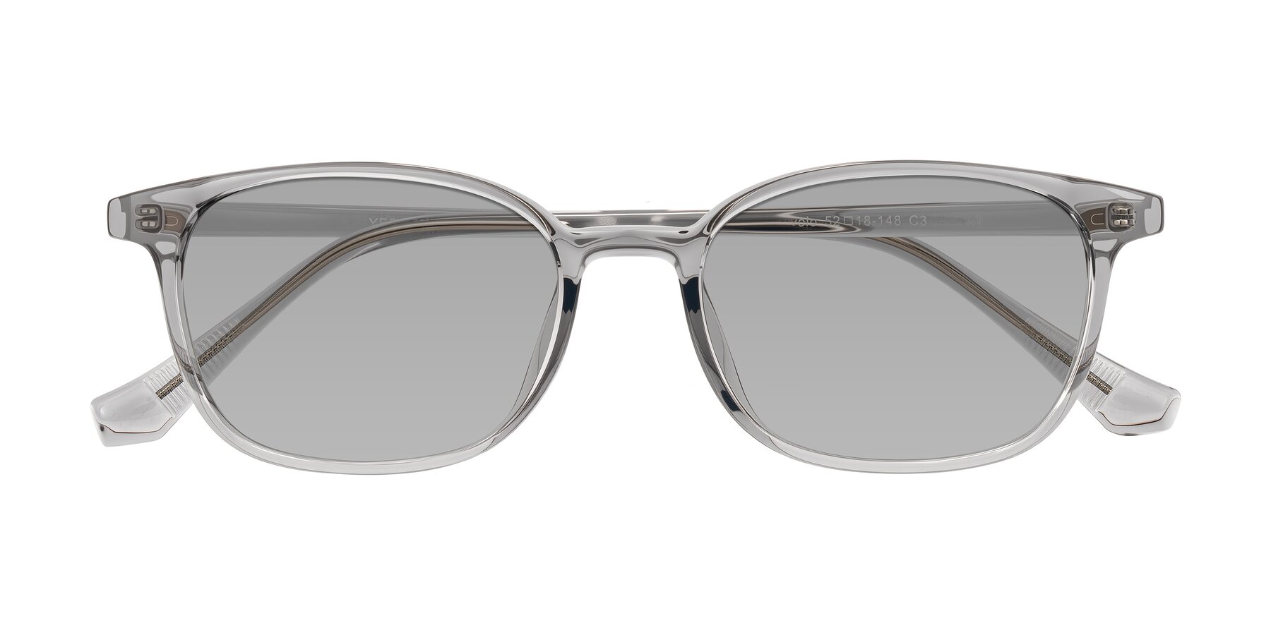 Folded Front of Vivolo in Transparent Gray with Light Gray Tinted Lenses
