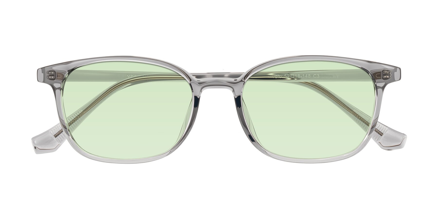 Folded Front of Vivolo in Transparent Gray with Light Green Tinted Lenses
