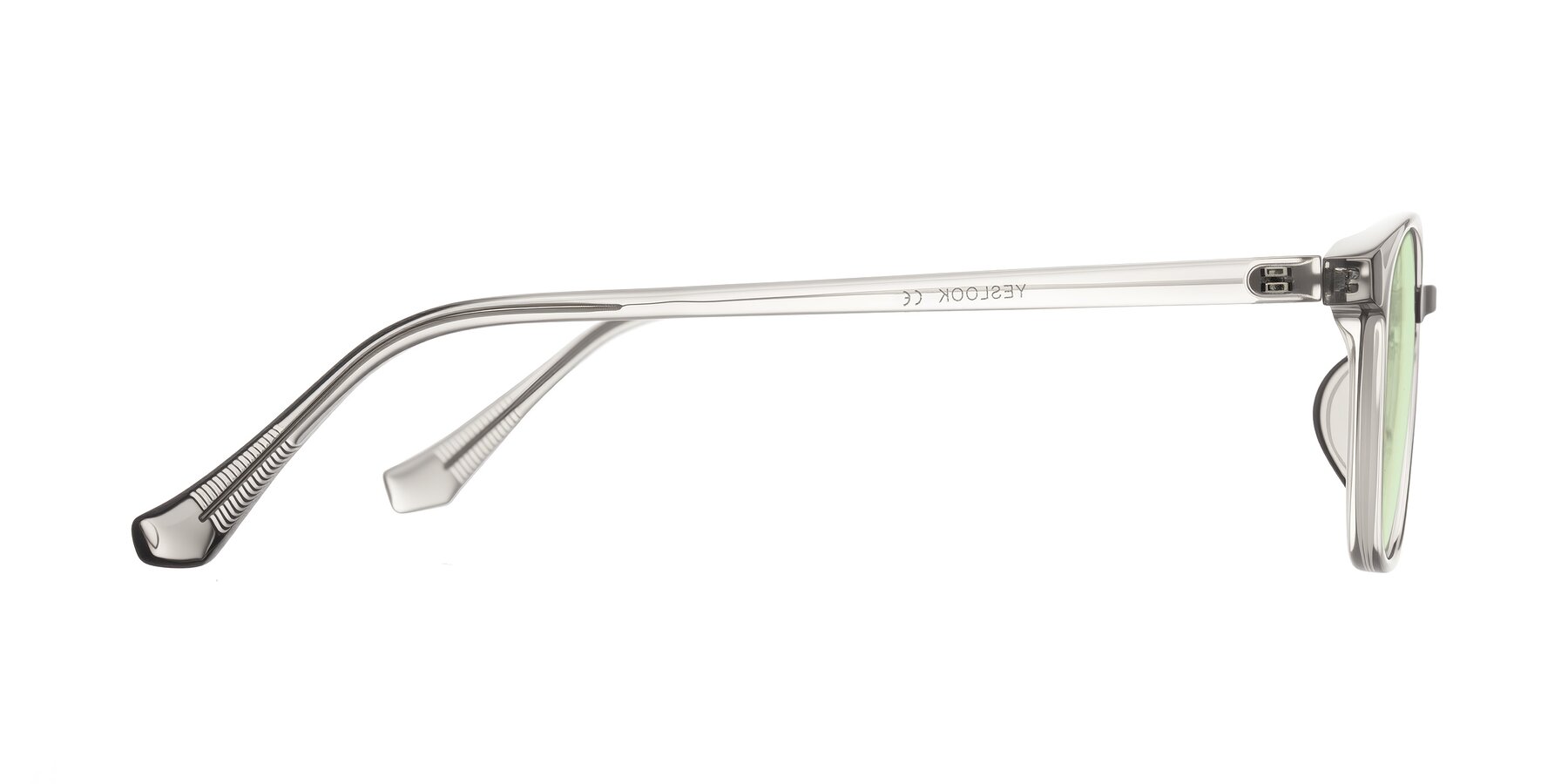 Side of Vivolo in Transparent Gray with Light Green Tinted Lenses