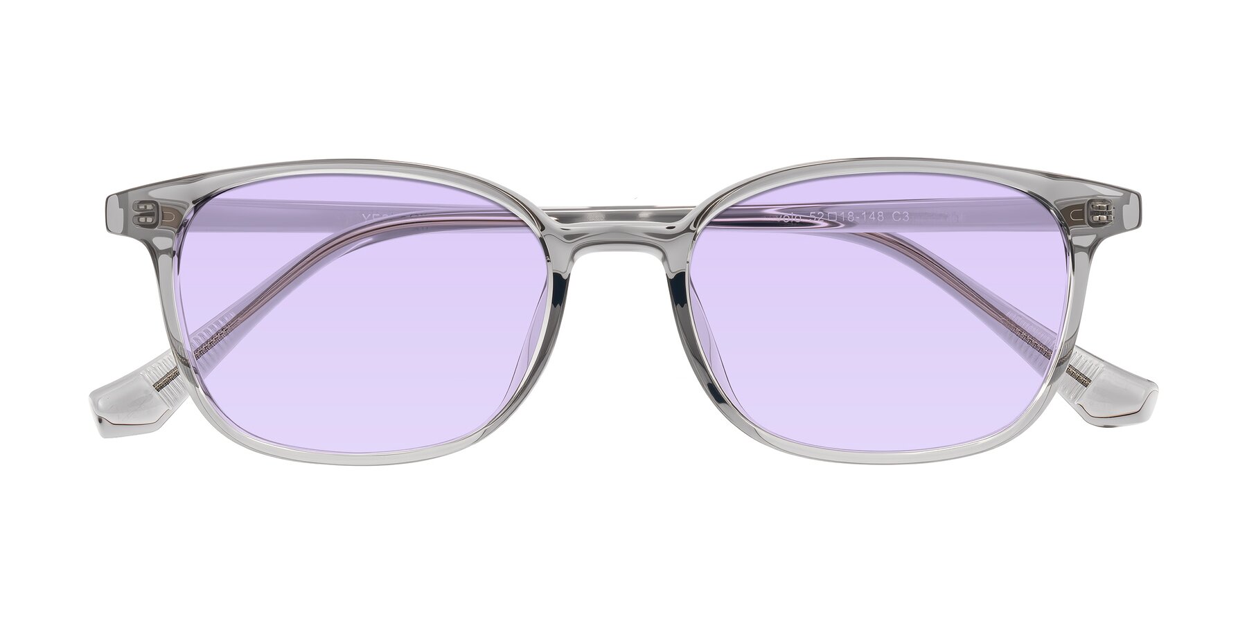 Folded Front of Vivolo in Transparent Gray with Light Purple Tinted Lenses