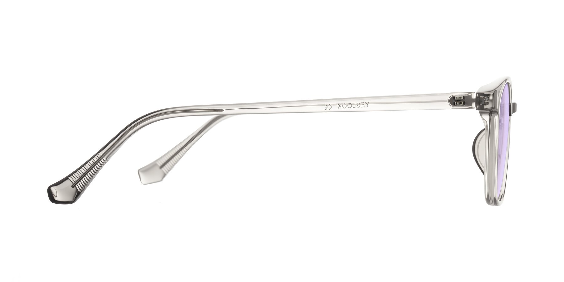 Side of Vivolo in Transparent Gray with Light Purple Tinted Lenses