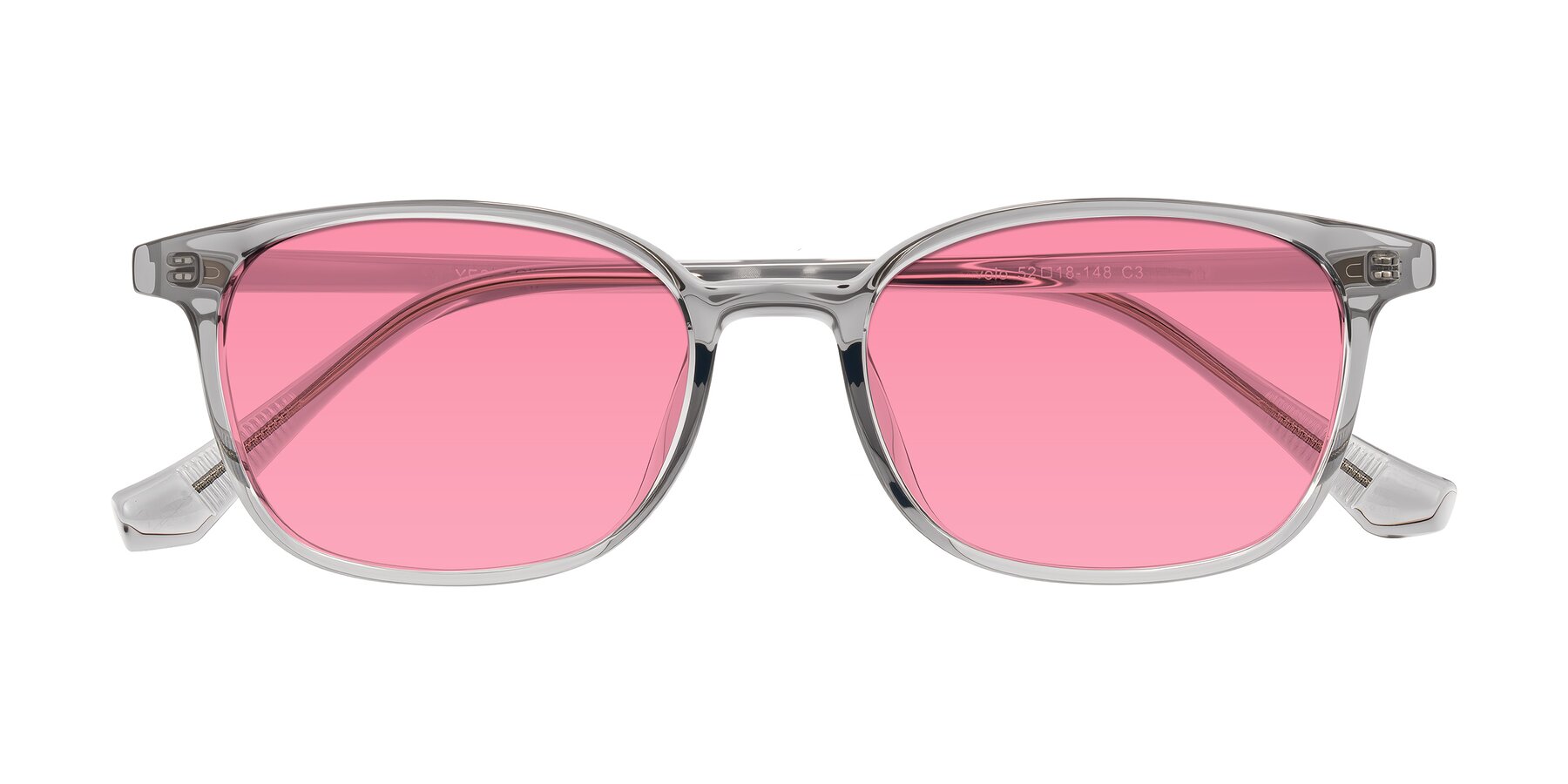 Folded Front of Vivolo in Transparent Gray with Pink Tinted Lenses