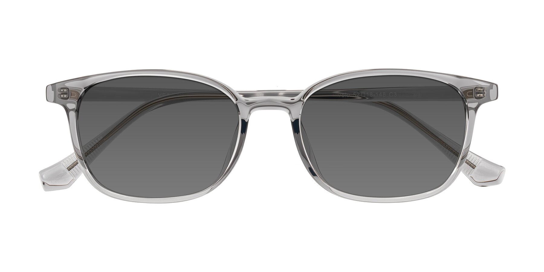 Folded Front of Vivolo in Transparent Gray with Medium Gray Tinted Lenses