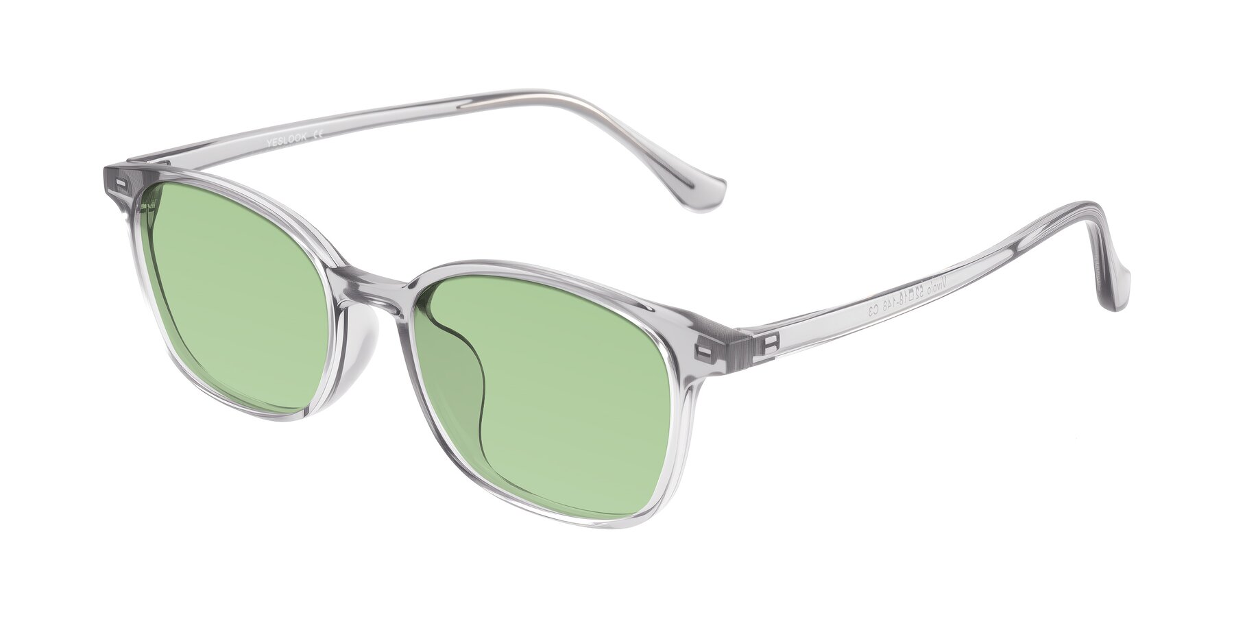 Angle of Vivolo in Transparent Gray with Medium Green Tinted Lenses