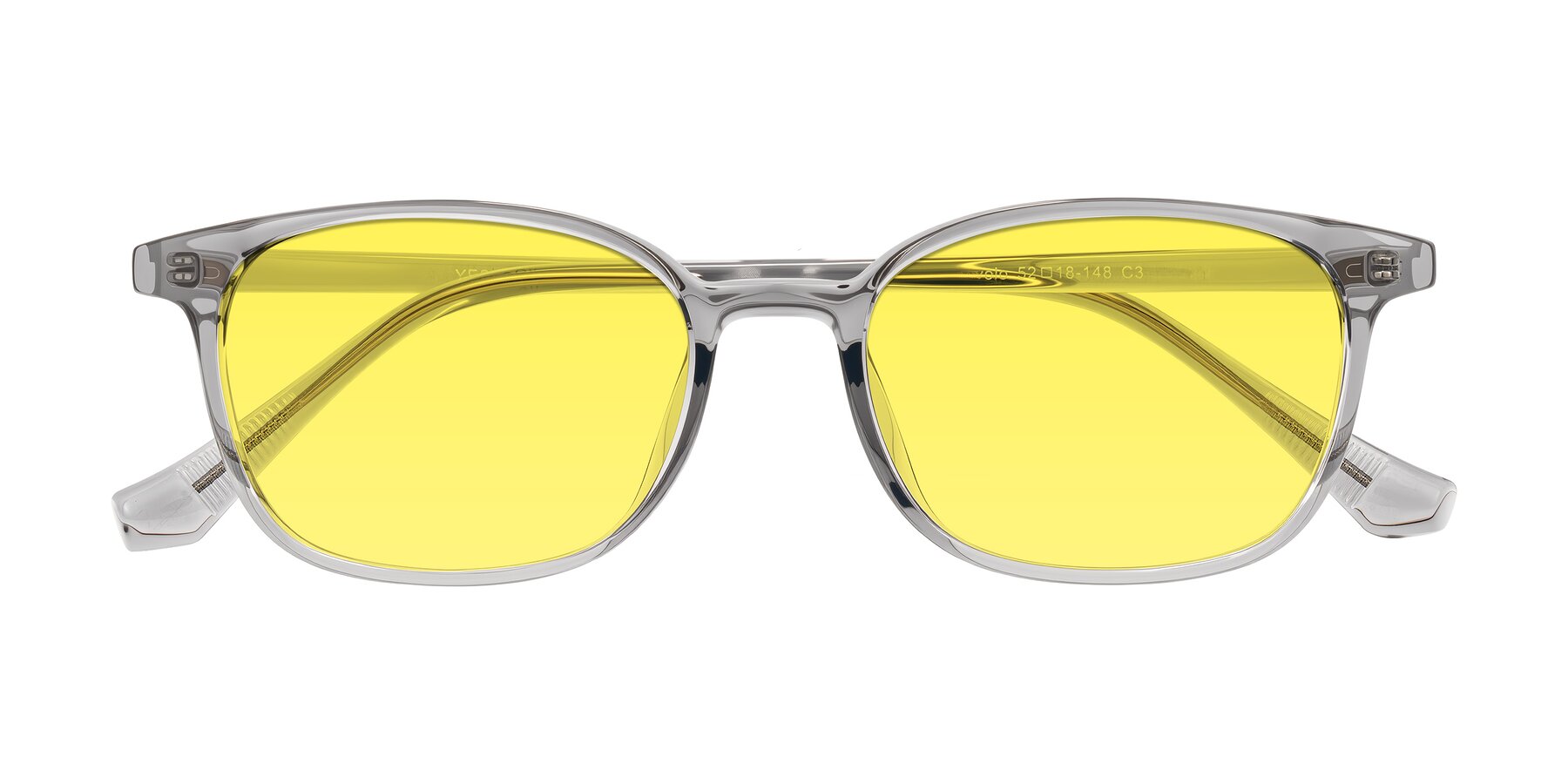 Folded Front of Vivolo in Transparent Gray with Medium Yellow Tinted Lenses