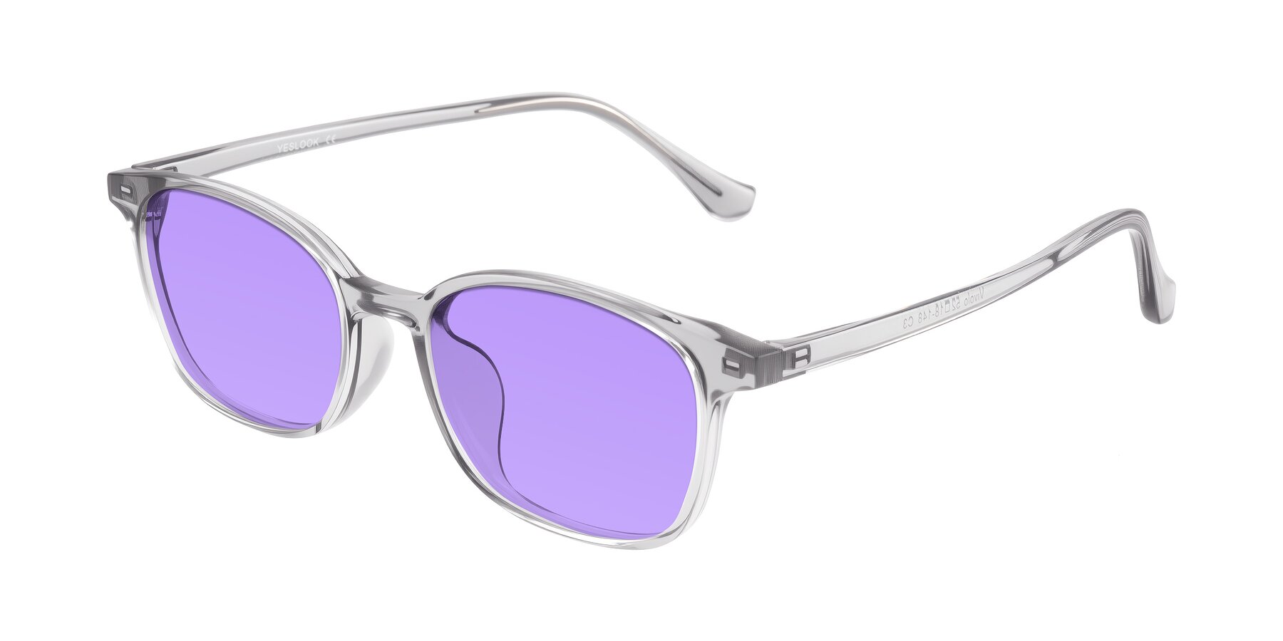 Angle of Vivolo in Transparent Gray with Medium Purple Tinted Lenses