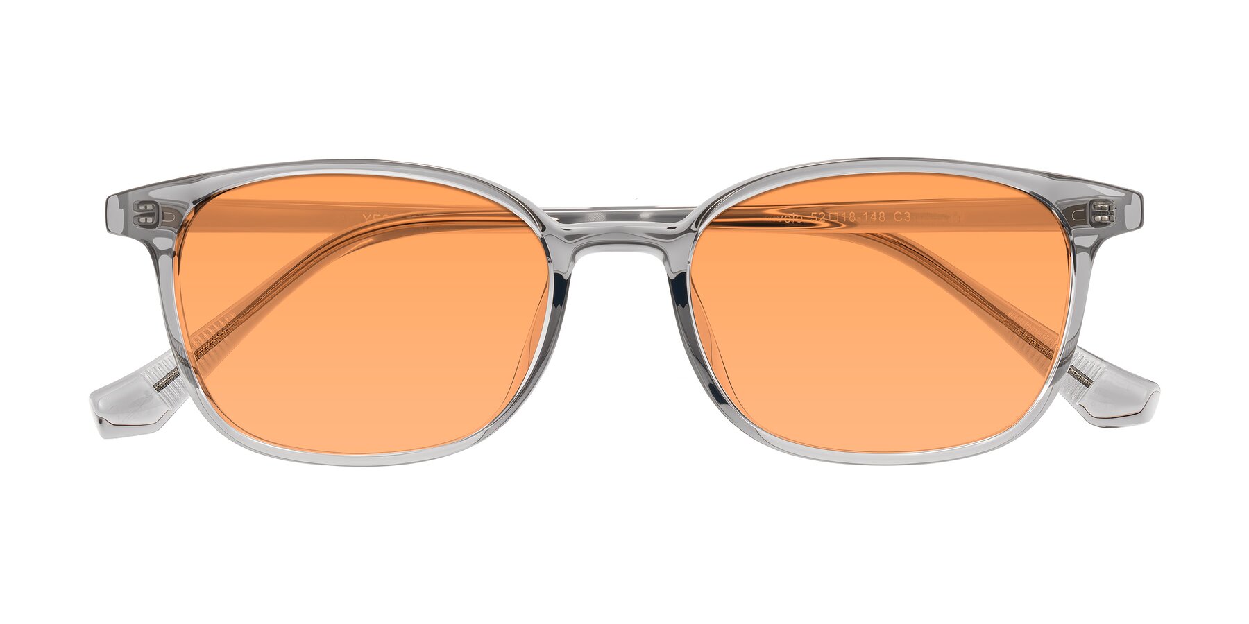 Folded Front of Vivolo in Transparent Gray with Medium Orange Tinted Lenses