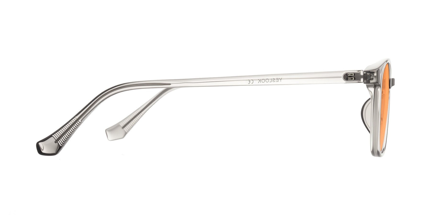 Side of Vivolo in Transparent Gray with Medium Orange Tinted Lenses