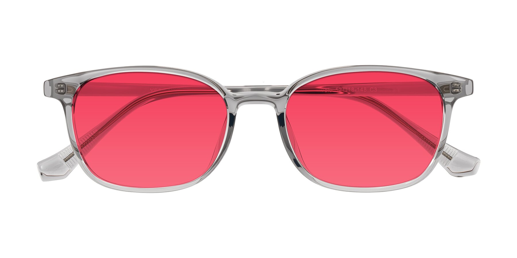 Folded Front of Vivolo in Transparent Gray with Red Tinted Lenses