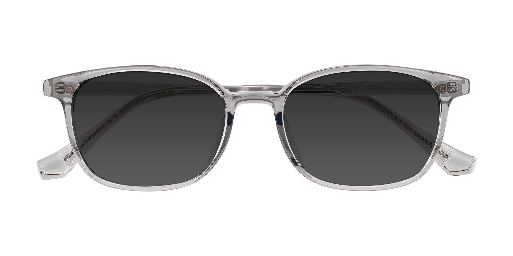 Folded Front of Vivolo in Transparent Gray with Gray Tinted Lenses