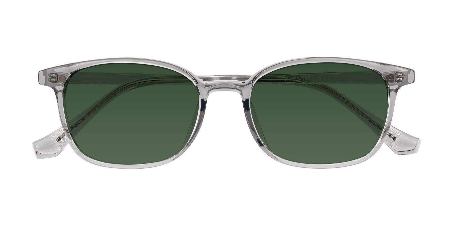 Folded Front of Vivolo in Transparent Gray with Green Tinted Lenses