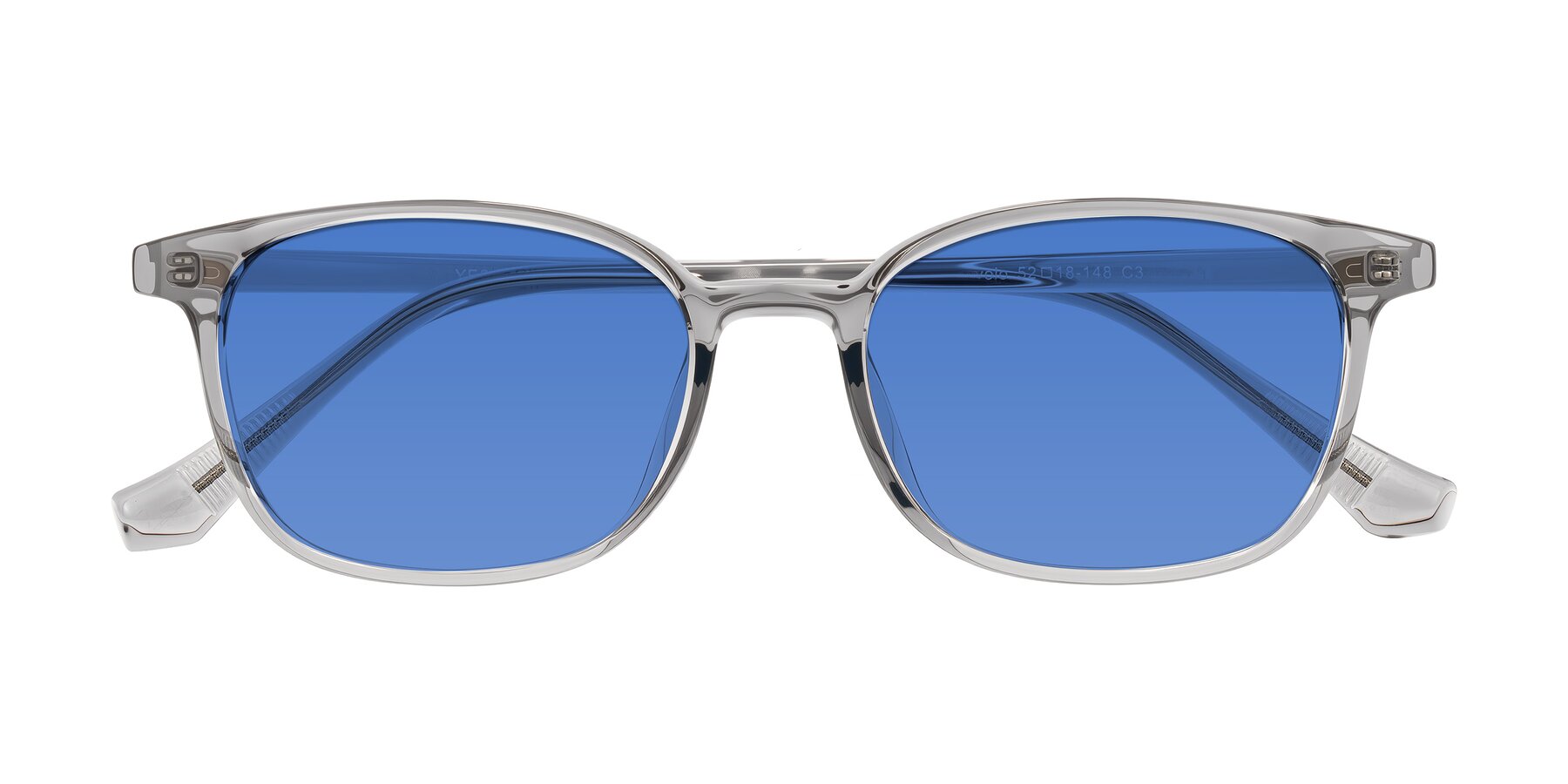 Folded Front of Vivolo in Transparent Gray with Blue Tinted Lenses