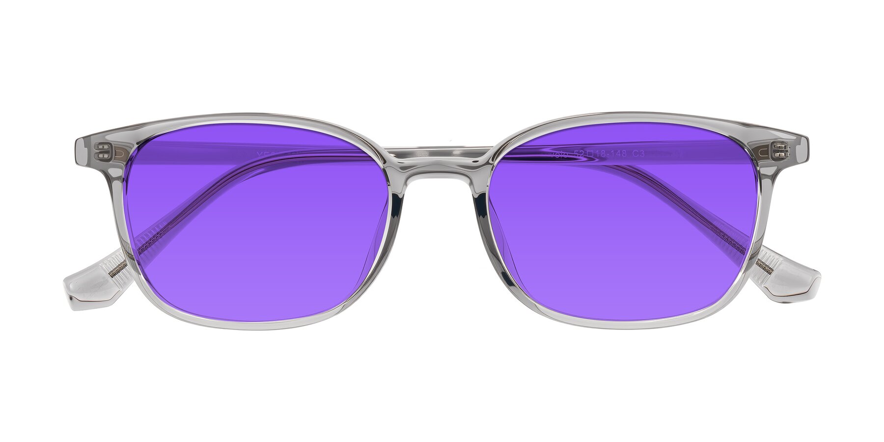 Folded Front of Vivolo in Transparent Gray with Purple Tinted Lenses