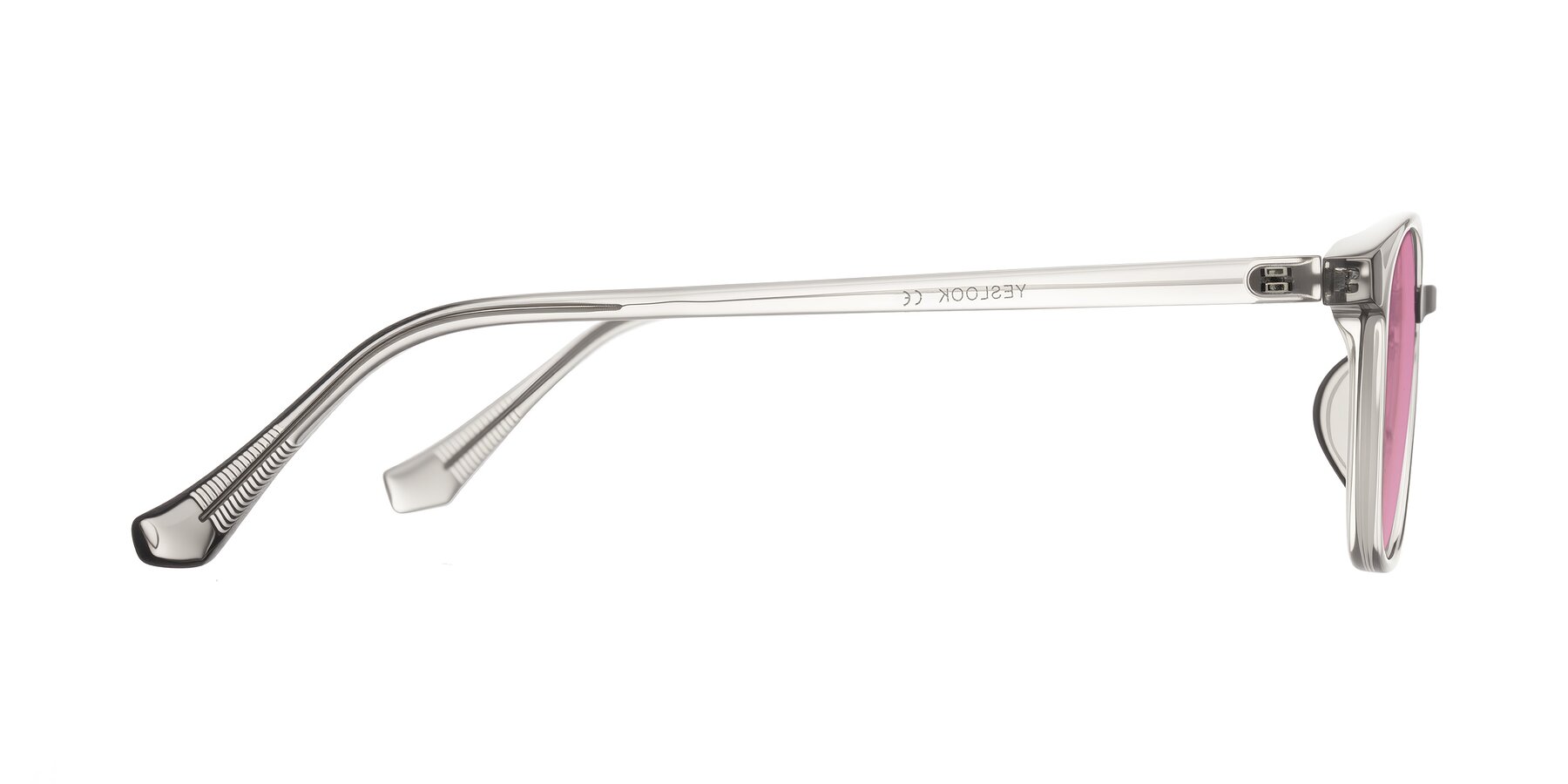 Side of Vivolo in Transparent Gray with Medium Wine Tinted Lenses