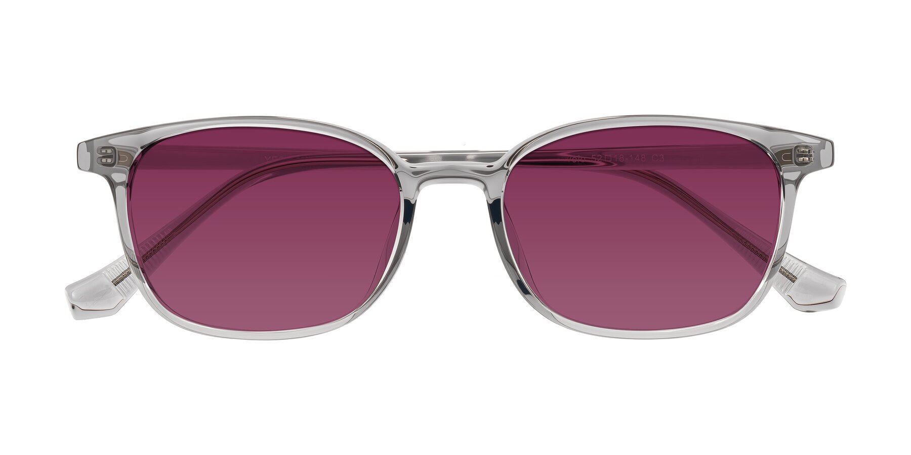 Folded Front of Vivolo in Transparent Gray with Wine Tinted Lenses