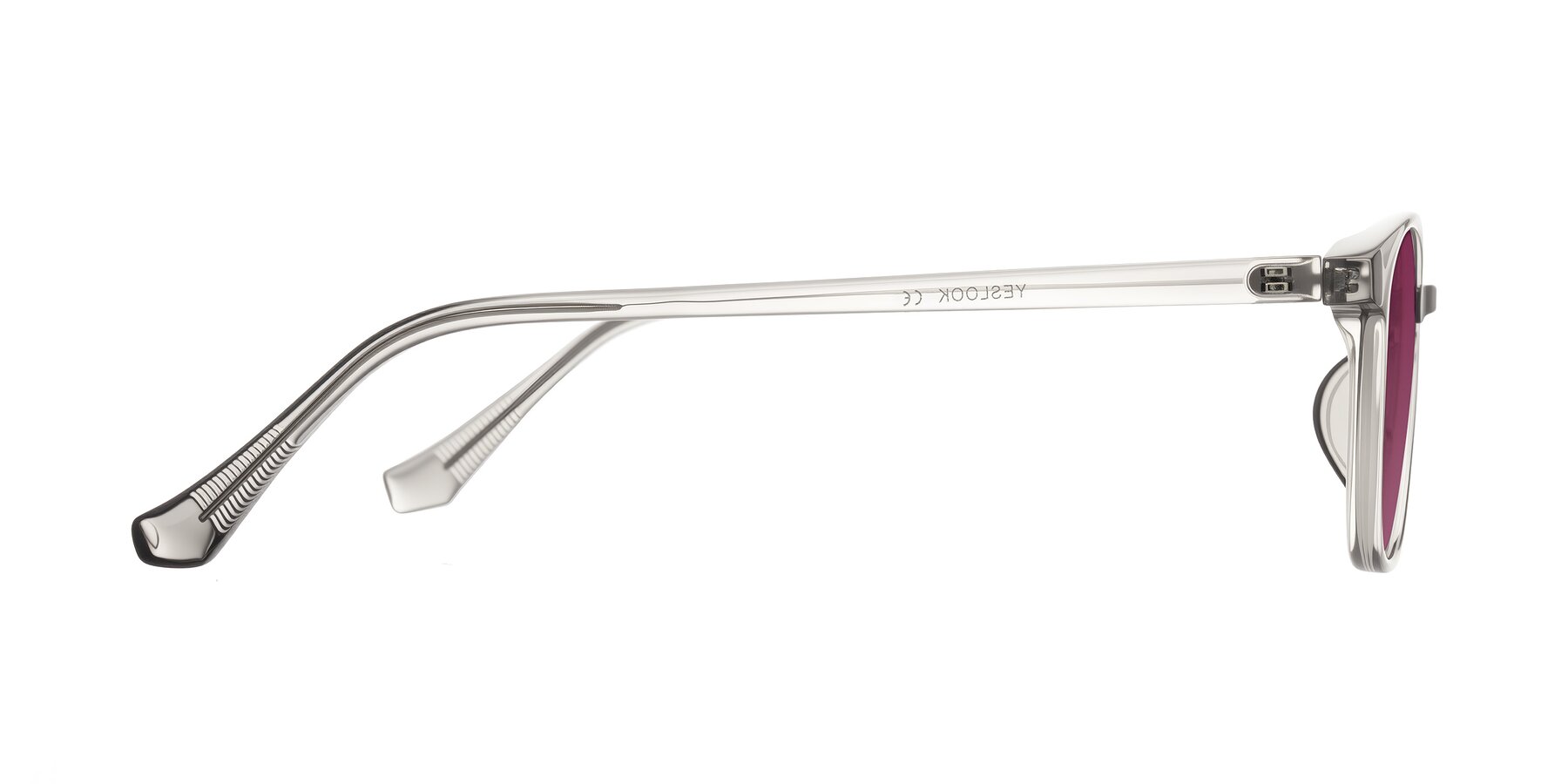Side of Vivolo in Transparent Gray with Wine Tinted Lenses