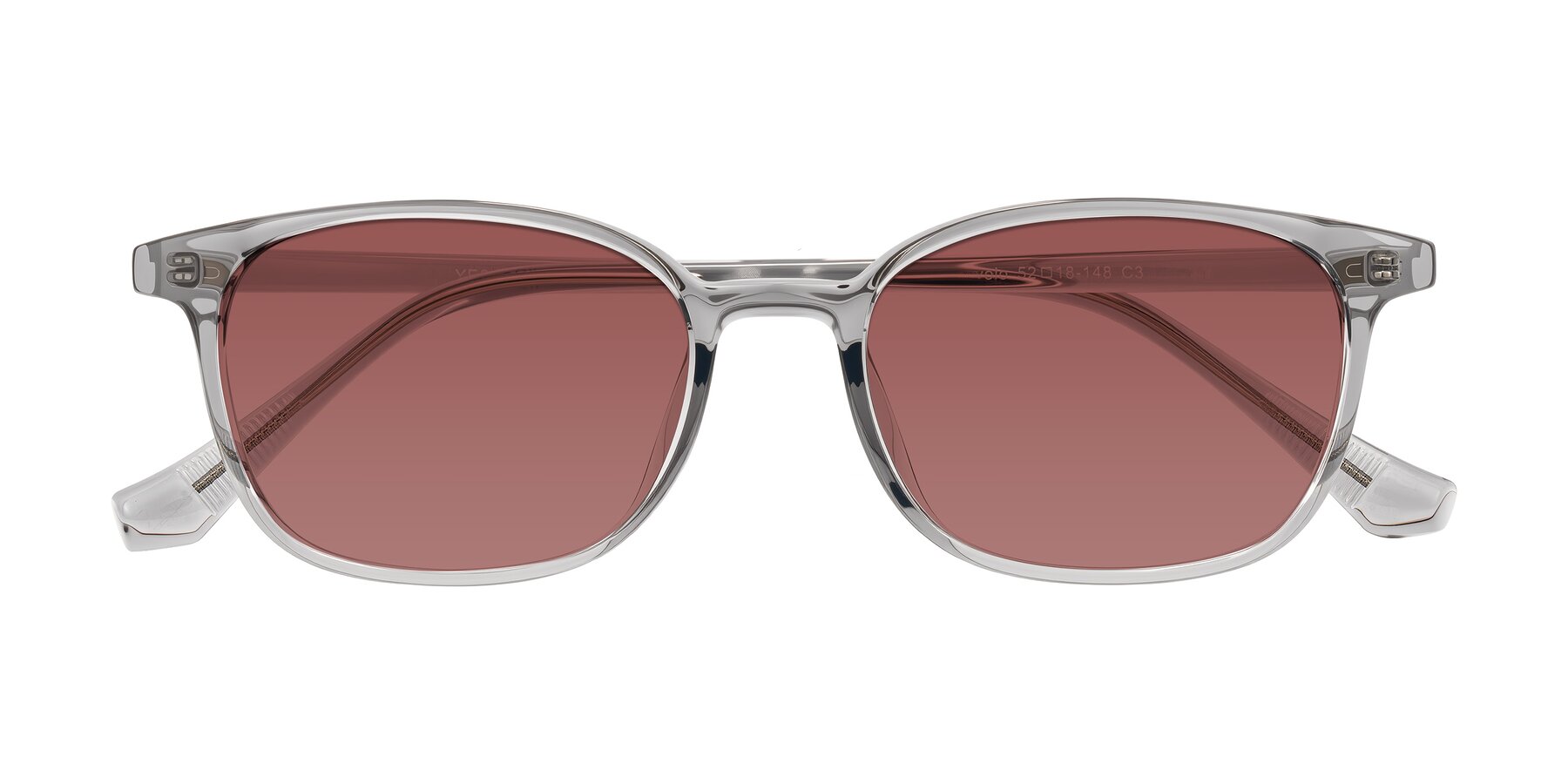 Folded Front of Vivolo in Transparent Gray with Garnet Tinted Lenses