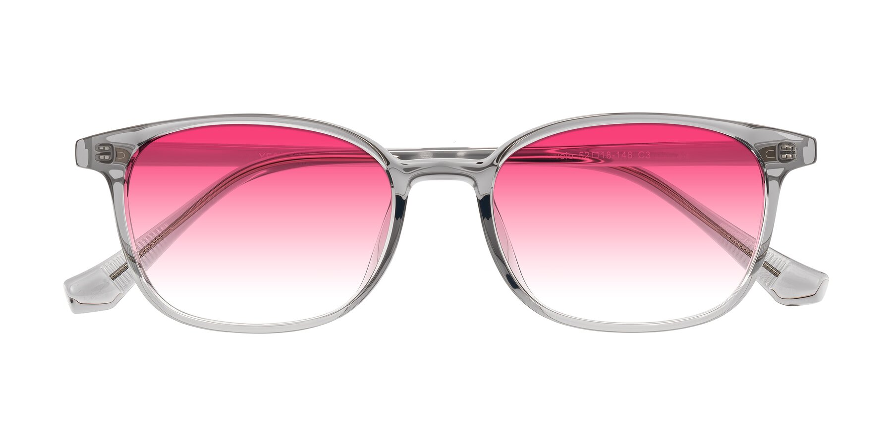 Folded Front of Vivolo in Transparent Gray with Pink Gradient Lenses