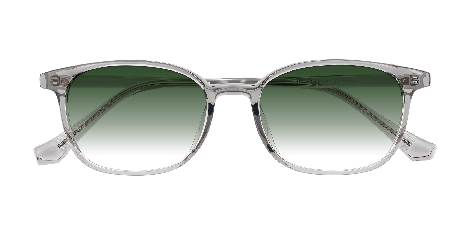 Folded Front of Vivolo in Transparent Gray with Green Gradient Lenses