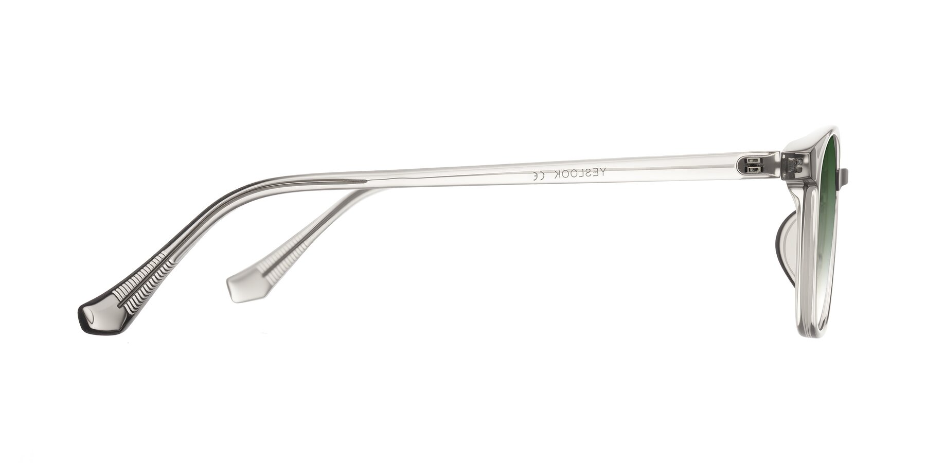 Side of Vivolo in Transparent Gray with Green Gradient Lenses