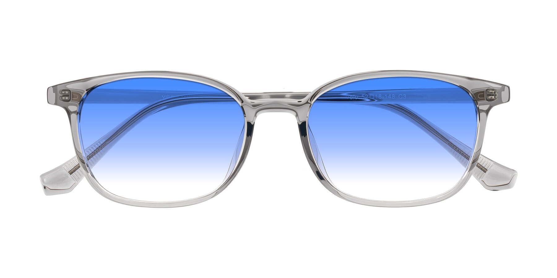 Folded Front of Vivolo in Transparent Gray with Blue Gradient Lenses