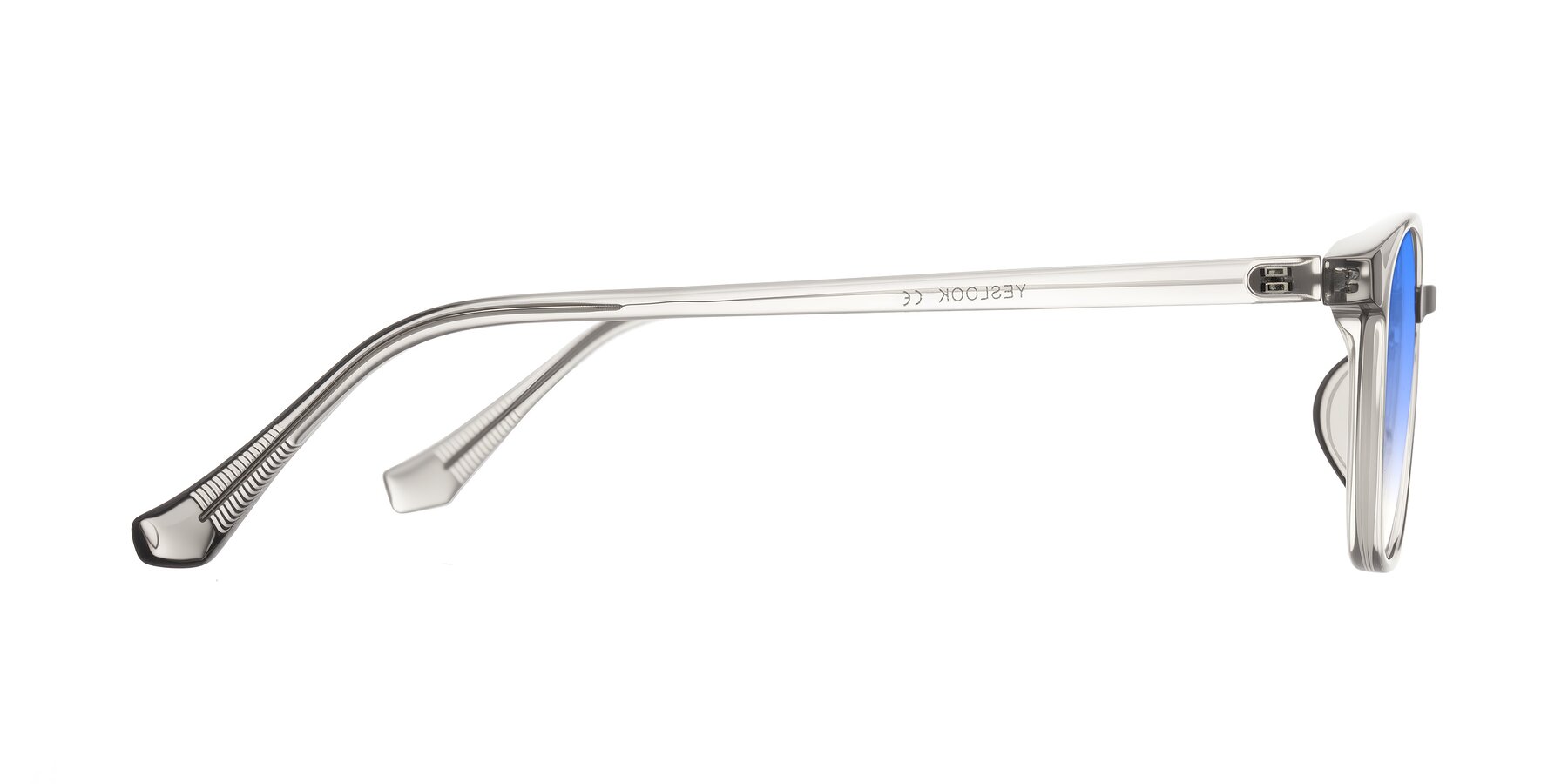 Side of Vivolo in Transparent Gray with Blue Gradient Lenses