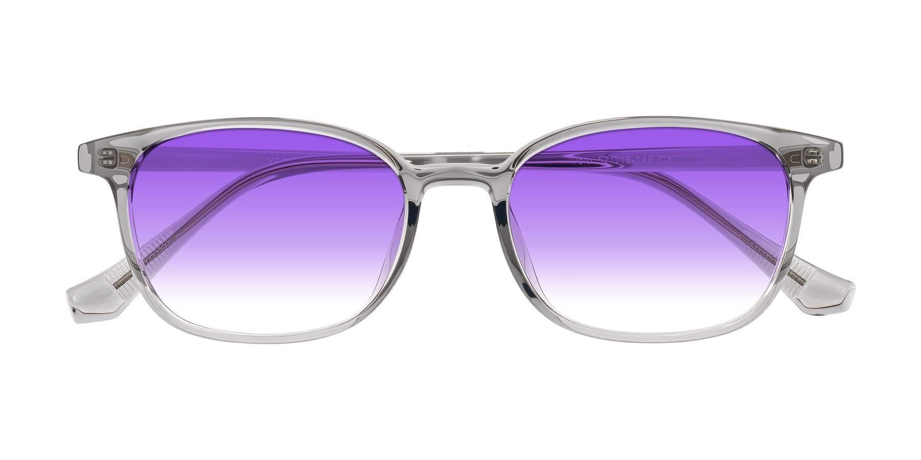Folded Front of Vivolo in Transparent Gray with Purple Gradient Lenses