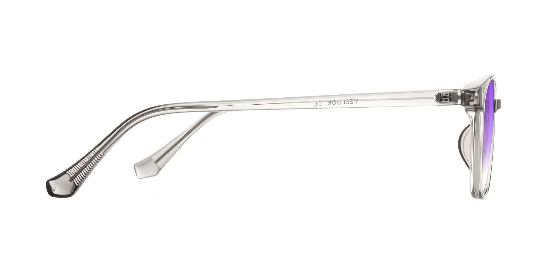 Side of Vivolo in Transparent Gray with Purple Gradient Lenses