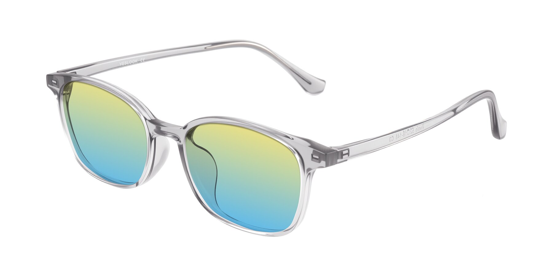 Angle of Vivolo in Transparent Gray with Yellow / Blue Gradient Lenses