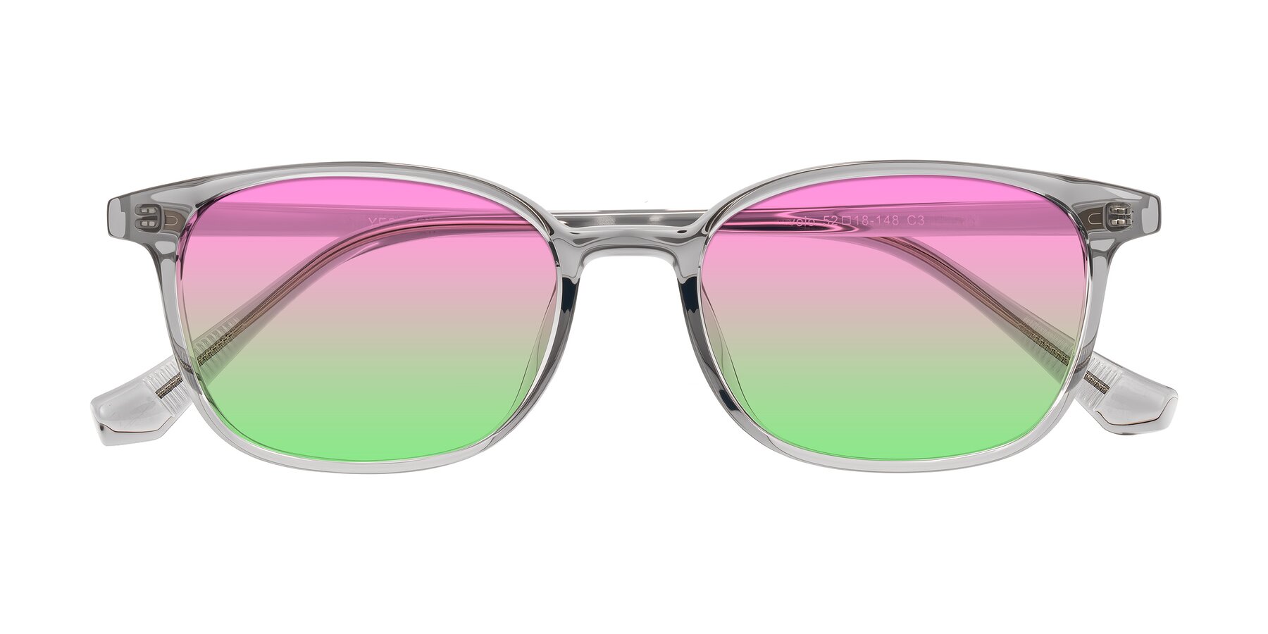 Folded Front of Vivolo in Transparent Gray with Pink / Green Gradient Lenses